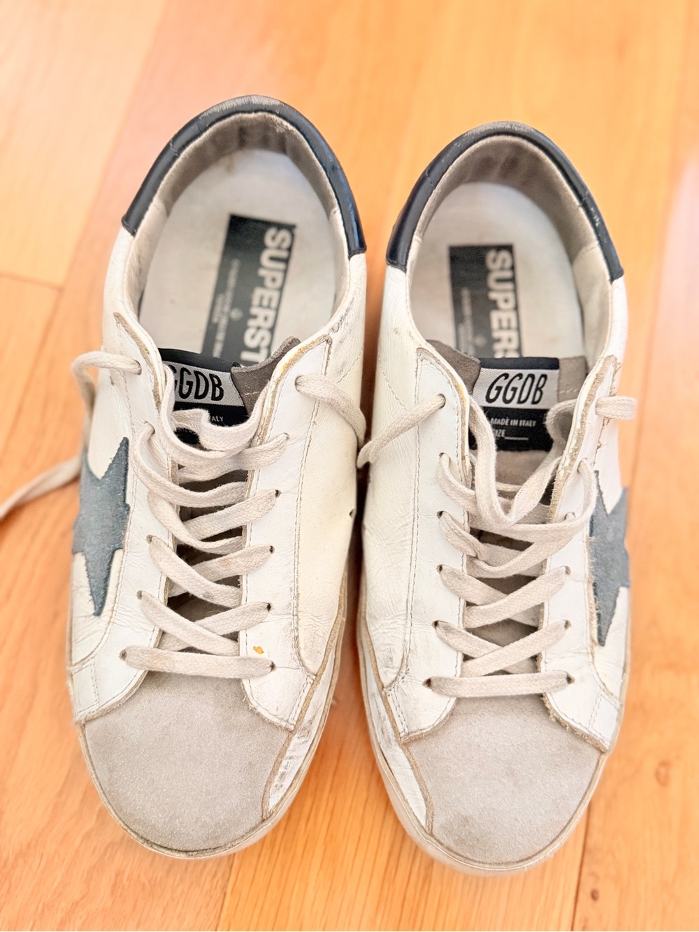 Golden Goose White Leather Sneakers with Gray Star